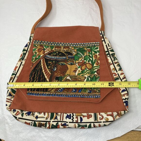 VTG Carpetbags of America Purse Egyptian Print Hobo Bag Purse 1970s Boho Hippie - Picture 2 of 14